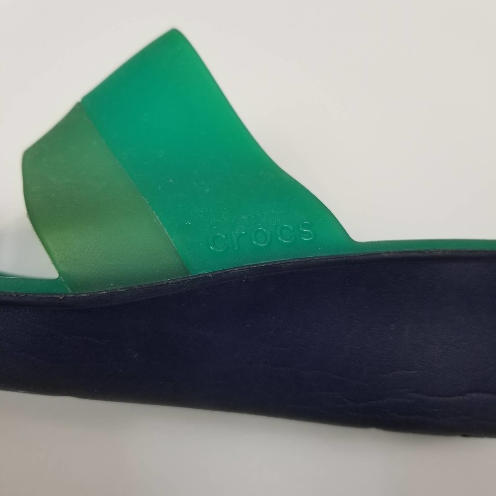 π CROCS Blue\Green Wedge Sandals - Picture 4 of 9